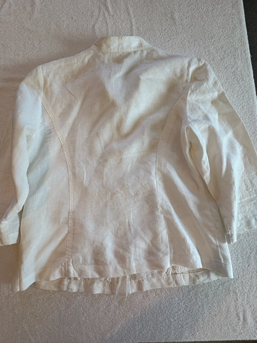 Chico’s Ivory Linen Beaded Blazer Coastal Grandma Boho Jacket Size 2 (L) - Picture 8 of 9